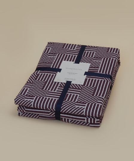 Jakarlı Geometric Desenli Yatak Örtüsü Seti 
Mürdüm - 2