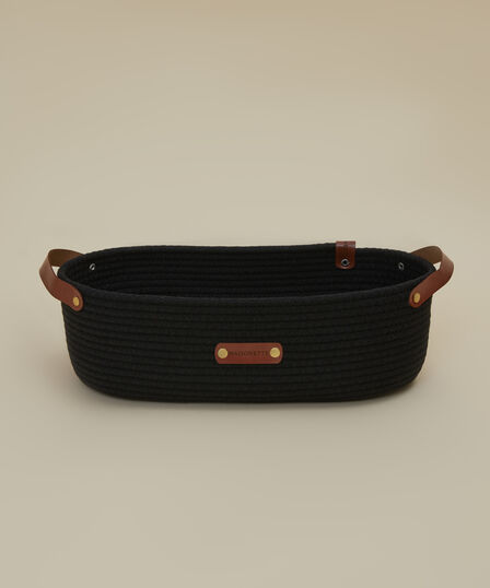 DERİ SAPLI SEPET 19X37X12 cm SİYAH