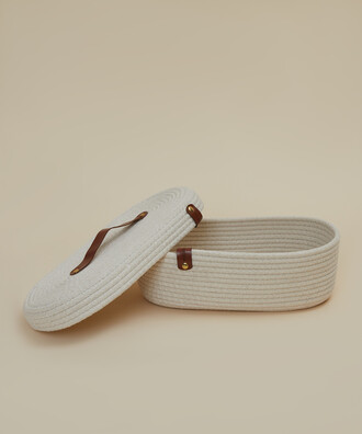 COLORFUL BASKET 16X30X9 cm WITH CREAM LID - 2