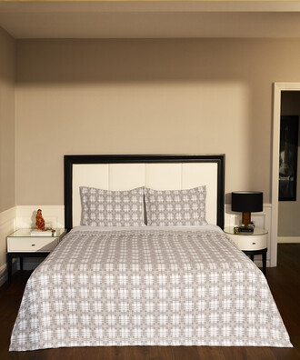 Jacquard Checkered Patterned Bedspread Set Beige - 1
