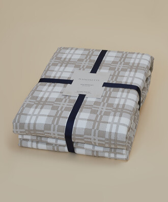 Jacquard Checkered Patterned Bedspread Set Beige - 2