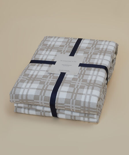 Jacquard Checkered Patterned Bedspread Set Beige - 2