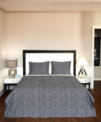Jacquard Geometric Patterned Bedspread Set
Navy Blue - 1