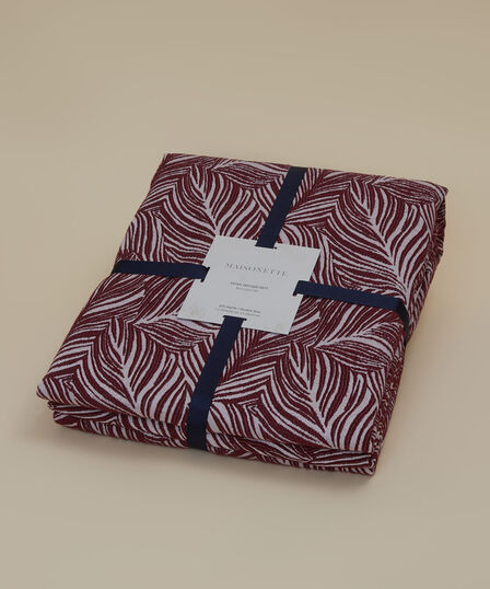 Jacquard Leaf Patterned Bedspread Set Burgundy - 4