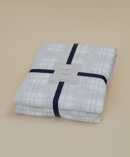 Jacquard Checkered Patterned Bedspread Set Light Gray