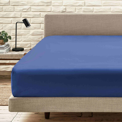 KNITTED FITTED SHEET NAVY BLUE - 1