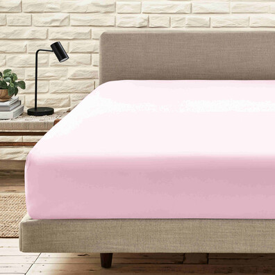 KNITTED FITTED SHEET POWDER PINK - 1