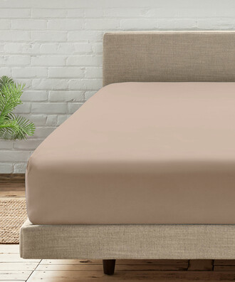 WOVEN FITTED SHEET BEIGE - 1