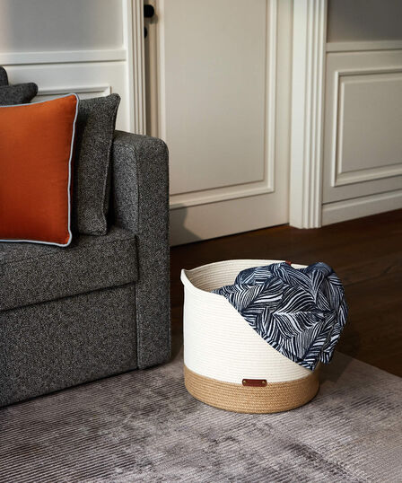 KENDİNDEN SAPLI SEPET 35X30 cm HASIR-KREM