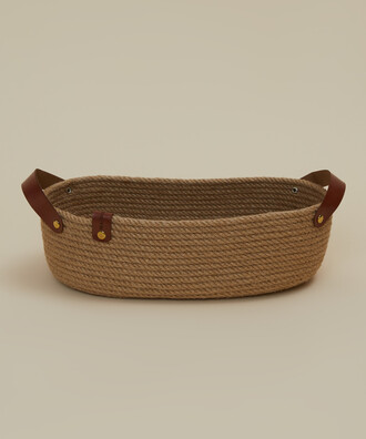 Корзина с кожаными ручками 16x29x10 см плетеная - 2