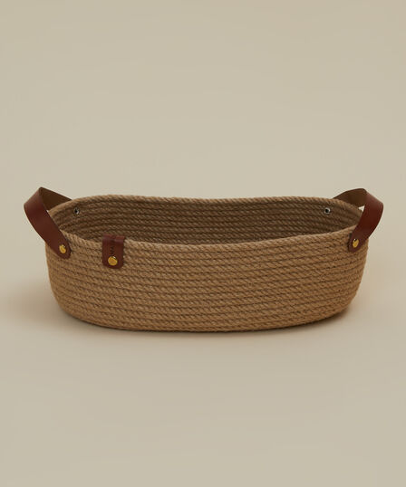 Корзина с кожаными ручками 16x29x10 см плетеная - 2