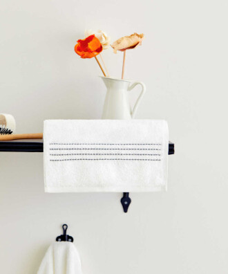 SUBTLE STITCH HAVLU BEYAZ GRİ